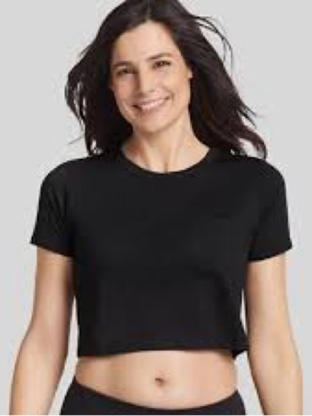 Jockey Black Crop Tee with Chest Pocket